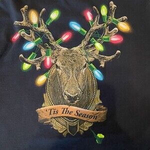Ugly Christmas Holiday Novelty Reindeer Deer Hunting Unisex T-Shirt Size XL